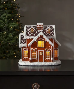 GINGERVILLE Panorama Pepparkakshus Batteri 26cm Brun