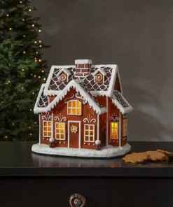 GINGERVILLE Panorama Pepparkakshus Batteri 26cm Brun