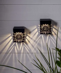 IZOLA Solcells-vägglykta 2-Pack 10cm Svart