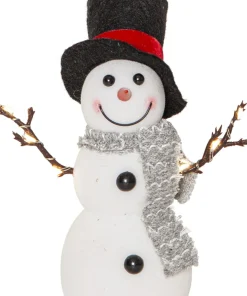 JOYLIGHT Dekorationsfigur Snögubbe Batteri 21cm Vit