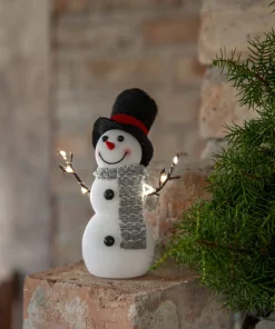 JOYLIGHT Dekorationsfigur Snögubbe Batteri 21cm Vit