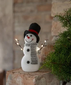 JOYLIGHT Dekorationsfigur Snögubbe Batteri 21cm Vit