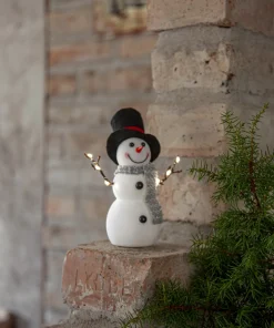 JOYLIGHT Dekorationsfigur Snögubbe Batteri 21cm Vit