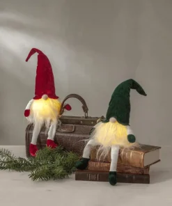 JOYLIGHT Dekorationsfigur Tomte Batteri 44cm Grön