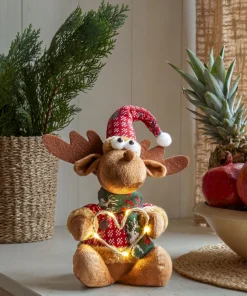 JOYLIGHT Dekorationsfigur Älg Batteri 21cm Brun
