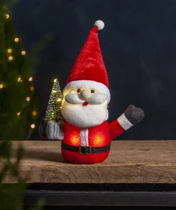 JOYLIGHT Dekorationsfigur Jultomte Batteri 26cm Röd