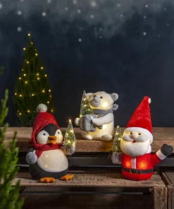 JOYLIGHT Dekorationsfigur Jultomte Batteri 26cm Röd