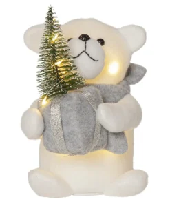 JOYLIGHT Dekorationsfigur Isbjörn Batteri 20cm Vit