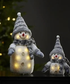 JOYLIGHT Snögubbe Dekoration 25cm Grå/Vit