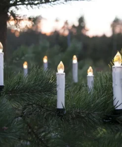 JULGRANSBELYSNING 10-Pack Trådlös Batteri 13cm Vit IP44
