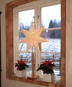 KARO Stjärna på fot 100cm Vit/Natur