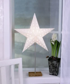 LEO Stjärna & Skärm på fot 43cm Vit/Ek