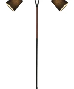 LJUSDAL Golvlampa m. Skärm 2L 140cm Svart/Valnöt
