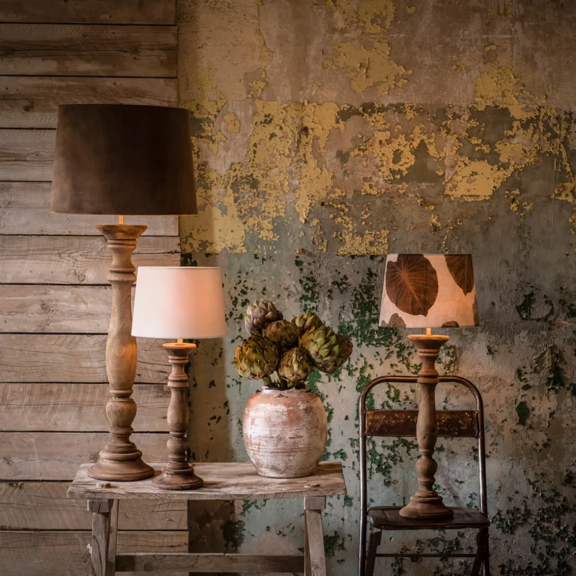 LODGE Lampfot 38cm Vintage Brun