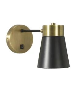 LUNA Vägglampa 30cm Antikmässing/Svart
