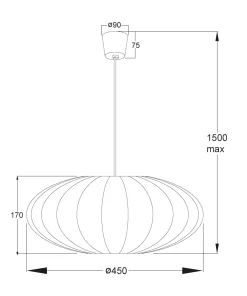 MAMSELL Taklampa 45cm Vit