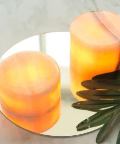 MARBLE L Bordsljus Äkta Marmor 8x6cm Amber