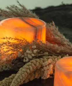 MARBLE L Bordsljus Äkta Marmor 8x6cm Amber