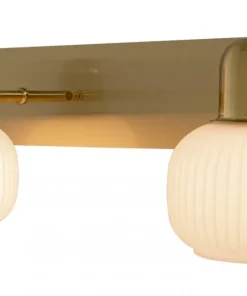 MESSINA Vägglampa Bad 2L 34,5cm Matt Mässing/Opalvit IP44