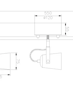 METZ Takspot 3:a Rak 56cm Vit/Stål