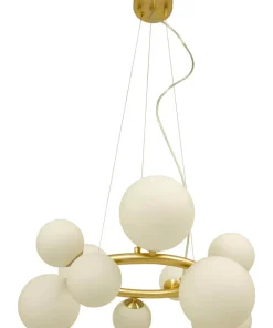 MOLEKYL Taklampa Rund 50cm Matt Mässing/Opalvit
