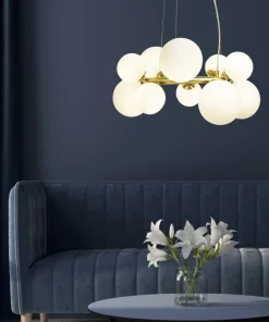 MOLEKYL Taklampa Rund 50cm Matt Mässing/Opalvit