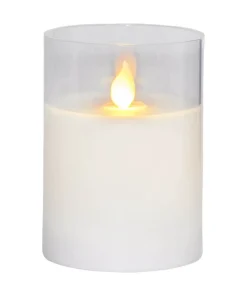 M-TWINKLE LED-Blockljus 10cm Vax/Klar/Varmgul