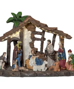 NATIVITY Panorama Krubba 19LED 37cm Flerfärgad