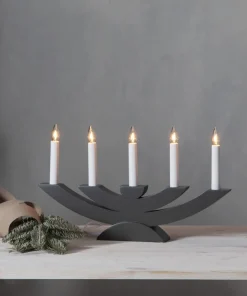 NAVIDA Ljusstake 5L 42cm Dimgrå