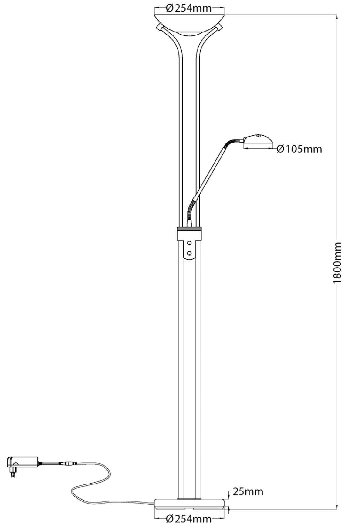 NICE Golvuplight LED 179cm Svart