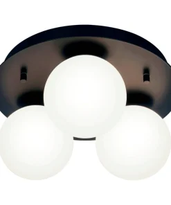 NICOSIA Plafond Bad 3L 25cm Svart/Opalvit IP44