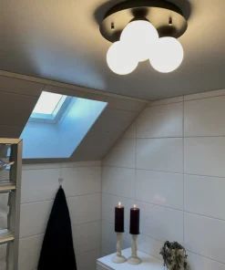 NICOSIA Plafond Bad 3L 25cm Svart/Opalvit IP44