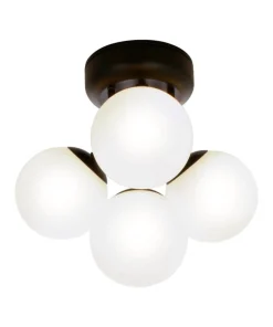 NICOSIA Plafond Bad 4L 26cm Svart/Opalvit IP44