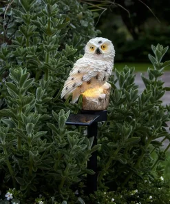 OWL Solcellsdekoration 33cm Beige