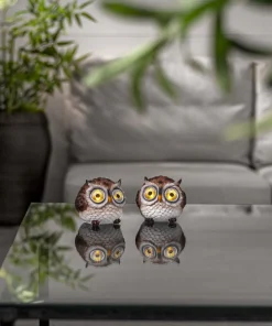 OWL Solcells-Dekoration 8cm Brun
