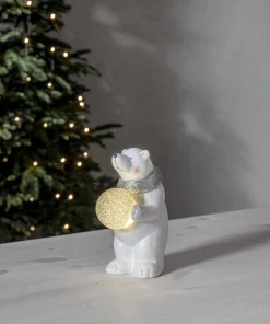 POLARE Dekorationsfigur Isbjörn Batteri 20,5cm Vit