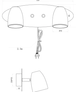 SANDNES Vägglampa Dubbel 32cm Tenn