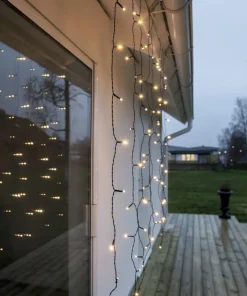 SERIE LED Ljusgardin Crispy Ice White 80L 130cm Svart