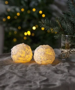 SNOWBALL LED-Blockljus 2-Pack Batteri 8cm Vit