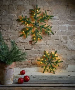 SNOWFLAKE Krans Batteri 63cm 42LED Grön IP44