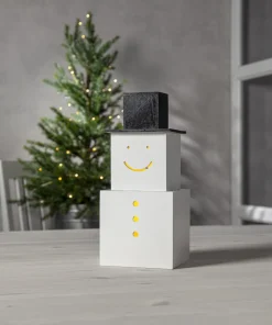 SNOWMAN Dekorationsfigur Batteri 29,5cm Vit