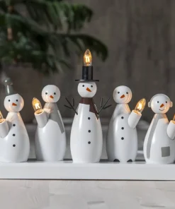 SNOWMAN Ljusstake 5L 33cm Vit