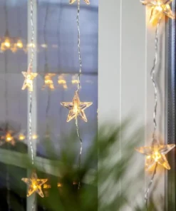 STAR CURTAIN Ljusgardin Batteri 2m 50LED Varmvit/Transparent