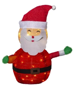TECIDY Utomhusdekoration Tomte Batteri 70cm Vit/Röd