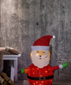 TECIDY Utomhusdekoration Tomte Batteri 70cm Vit/Röd