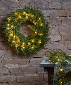 THUJA Krans Batteri 45cm 30LED Grön IP44