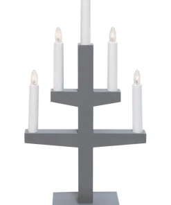 TRAPP Ljusstake 5L 46cm Grå