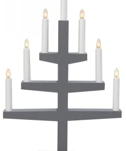 TRAPP Ljusstake 7L 54cm Grå
