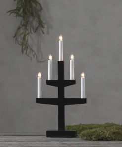 TRAPP Ljusstake 5L 46cm Svart