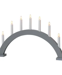 TRAPP Träljusstake 7L 34cm Båge Grå